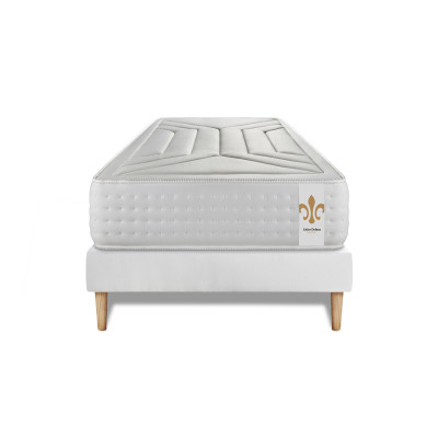 Ensemble Matelas Sommier 90x200 cm - Sommier Blanc (en kit) - Vingt-Quatre
