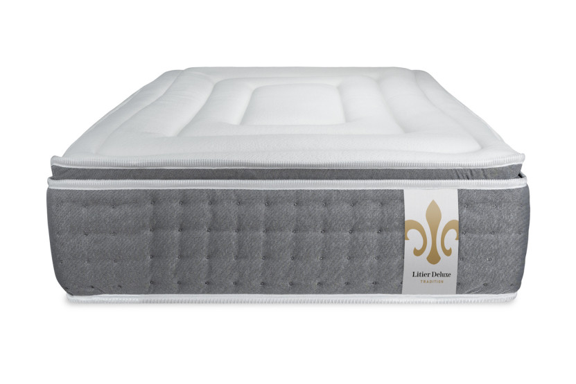Ensemble Matelas Sommier 90x190 cm - Sommier Gris (en kit) - Vingt-Six PLUS