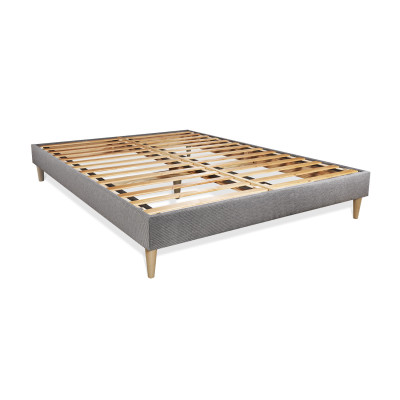 Pack lit complet 160x200 cm - Matelas + Sommier Gris (en kit) + 2 oreillers + Couette - Trente PLUS
