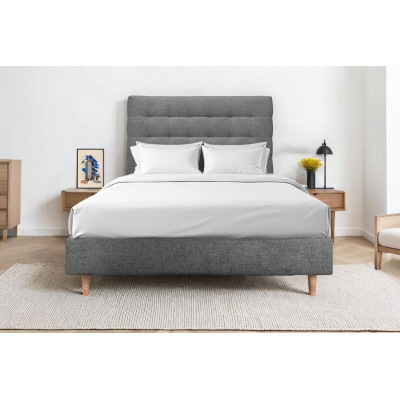 Tête de lit 160 cm Capitonnée - Tissu Toile Natté Gris Anthracite