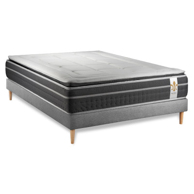Ensemble Matelas Sommier 140x200 cm - Sommier Gris (en kit) - Trente PLUS