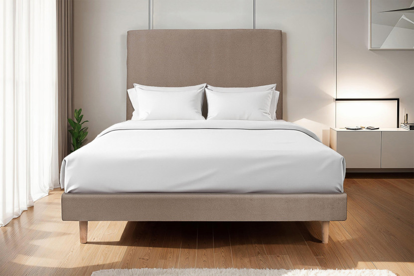 Sommier Tapissier 140x200 cm - H29 cm - Velours - Taupe