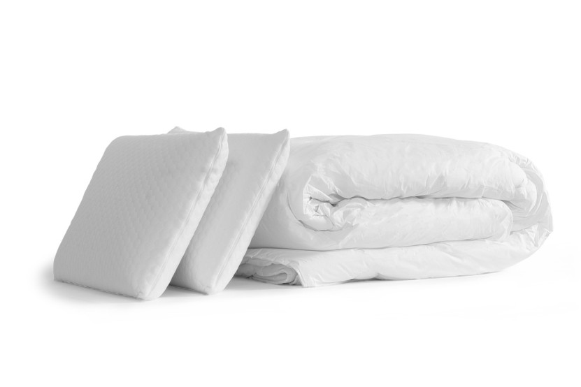 Pack lit complet 200x200 cm - Matelas + 2 Sommiers Gris + 2 oreillers + Couette - Vingt-Huit