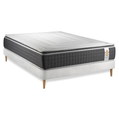 Ensemble Matelas Sommier 160x200 cm - Sommier Blanc (en kit) - Vingt-Six PLUS