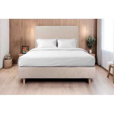 Tête de lit 200 cm Tapissée - Tissu Toile Natté Beige Brun