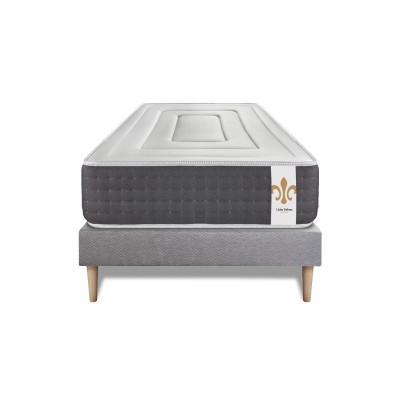 Ensemble Matelas Sommier 90x190 cm - Sommier Gris (en kit) - Vingt-Six