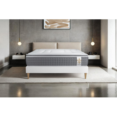 Ensemble Matelas Sommier 200x200 cm - Sommier Blanc (en kit) - Vingt-Six PLUS