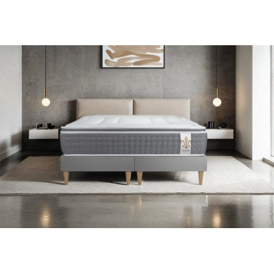Ensemble Matelas Sommier 180x200 cm - 2 Sommiers Gris - Vingt-Six PLUS