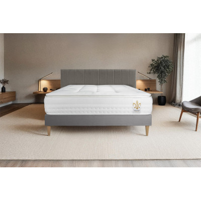 Ensemble Matelas Sommier 180x200 cm - Sommier Gris (en kit) - Vingt-Huit PLUS