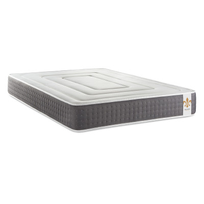 Pack lit complet 160x200 cm - Matelas + Sommier Blanc (en kit) + 2 oreillers + Couette - Vingt-Six