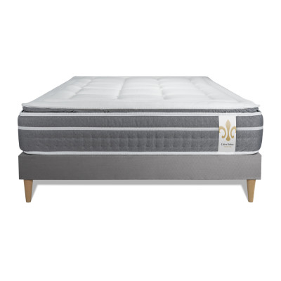 Ensemble Matelas Sommier 200x200 cm - Sommier Gris (en kit) - Trente PLUS