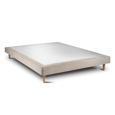 Sommier Tapissier 140x190 cm - H29 cm - Toile nattée - Beige brun