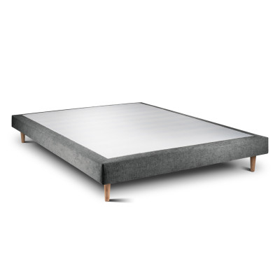 Sommier Tapissier 140x190 cm - H29 cm - Toile nattée - Gris anthracite