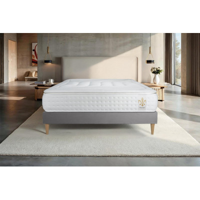 Ensemble Matelas Sommier 180x200 cm - Sommier Gris (en kit) - Vingt-Quatre PLUS