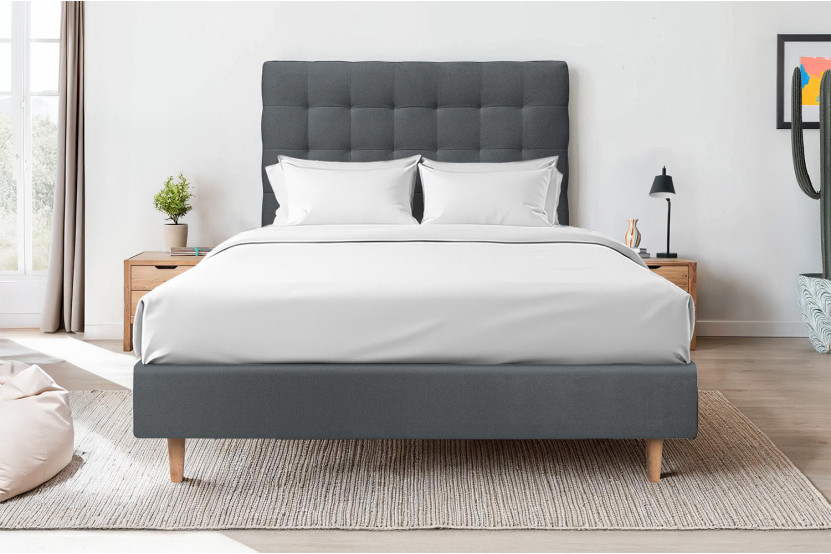 Tête de lit 180 cm Capitonnée - Tissu Velours Gris Anthracite