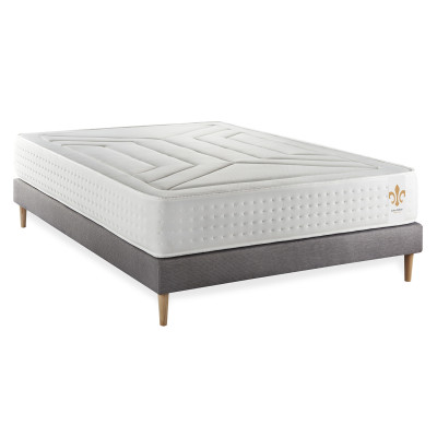 Ensemble Matelas Sommier 140x190 cm - Sommier Gris (en kit) - Vingt-Quatre