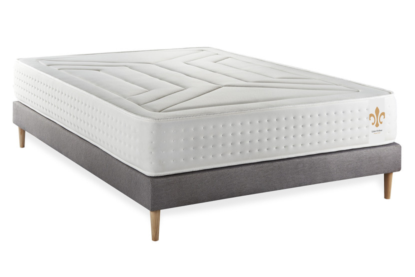 Ensemble Matelas Sommier 140x190 cm - Sommier Gris (en kit) - Vingt-Quatre