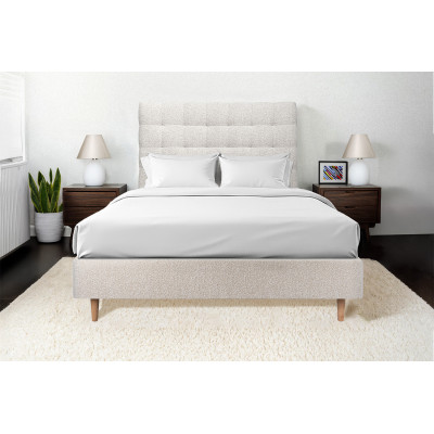 Tête de lit 160 cm Capitonnée - Tissu Bouclette Beige Clair