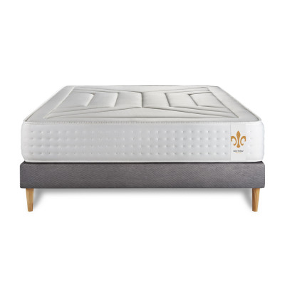 Ensemble Matelas Sommier 200x200 cm - Sommier Gris (en kit) - Vingt-Quatre
