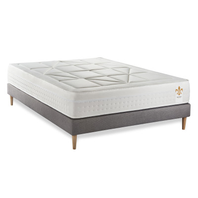 Ensemble Matelas Sommier 140x190 cm - Sommier Gris (déjà monté) - Vingt-Huit