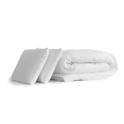 Pack lit complet 200x200 cm - Matelas + 2 Sommiers Blancs + 2 oreillers + Couette - Vingt-Six