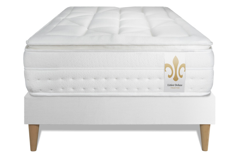 Ensemble Matelas Sommier 90x190 cm - Sommier Blanc (déjà monté) - Vingt-Huit PLUS