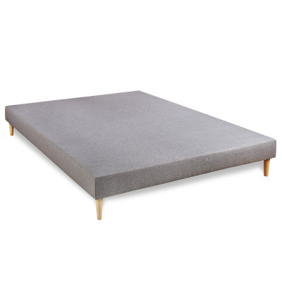 Pack lit complet 140x190 cm - Matelas + Sommier Gris + 2 oreillers + Couette - Vingt-Quatre PLUS