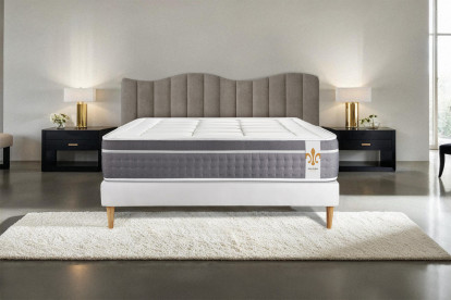 Ensemble Matelas Sommier 90x190 cm - Sommier Blanc (déjà monté) - Trente
