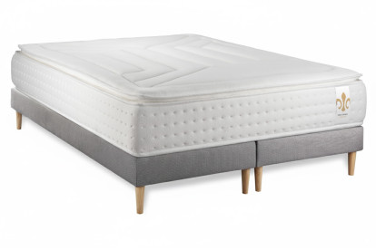 Pack lit complet 160x200 cm - Matelas + 2 Sommiers Gris + 2 oreillers + Couette - Vingt-Quatre PLUS