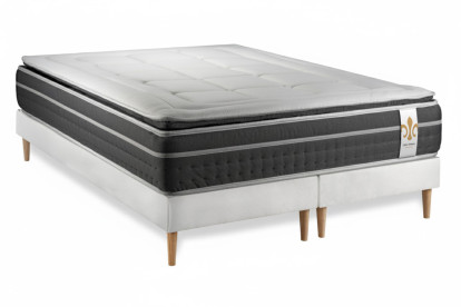 Pack lit complet 160x200 cm - Matelas + 2 Sommiers Blancs + 2 oreillers + Couette - Trente PLUS
