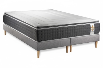Ensemble Matelas Sommier 160x200 cm - 2 Sommiers Gris - Vingt-Six PLUS
