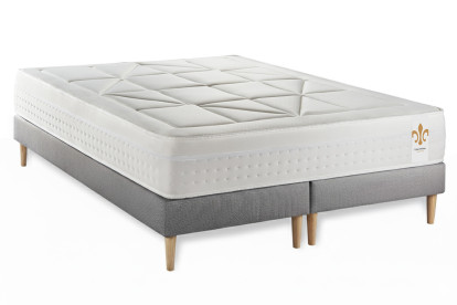 Pack lit complet 180x200 cm - Matelas + 2 Sommiers Gris + 2 oreillers + Couette - Vingt-Huit