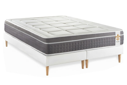 Ensemble Matelas Sommier 200x200 cm - 2 Sommiers Blanc - Trente