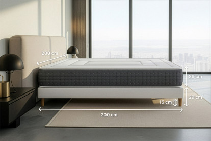 Ensemble Matelas Sommier 200x200 cm - 2 Sommiers Gris - Vingt-Six