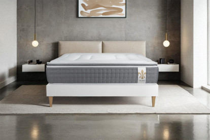 Ensemble Matelas Sommier 90x190 cm - Sommier Blanc (en kit) - Vingt-Six PLUS