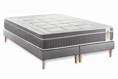 Pack lit complet 160x200 cm - Matelas + 2 Sommiers Gris + 2 oreillers + Couette - Trente
