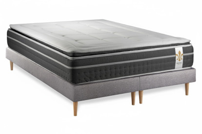 Pack lit complet 180x200 cm - Matelas + 2 Sommiers Gris + 2 oreillers + Couette - Trente PLUS