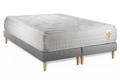 Ensemble Matelas Sommier 200x200 cm - 2 Sommiers Gris - Vingt-Huit PLUS