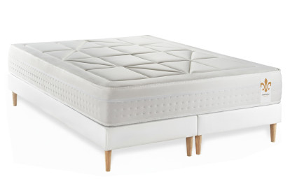 Pack lit complet 200x200 cm - Matelas + 2 Sommiers Blancs + 2 oreillers + Couette - Vingt-Huit