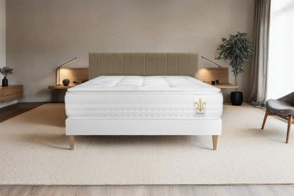 Ensemble Matelas Sommier 90x200 cm - Sommier Blanc (déjà monté) - Vingt-Huit PLUS
