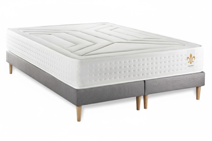 Ensemble Matelas Sommier 180x200 cm - 2 Sommiers Gris - Vingt-Quatre