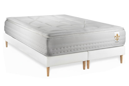 Pack lit complet 200x200 cm - Matelas + 2 Sommiers Blancs + 2 oreillers + Couette - Vingt-Huit PLUS