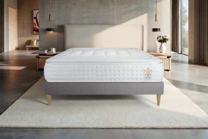 Ensemble Matelas Sommier 90x200 cm - Sommier Gris (en kit) - Vingt-Quatre PLUS